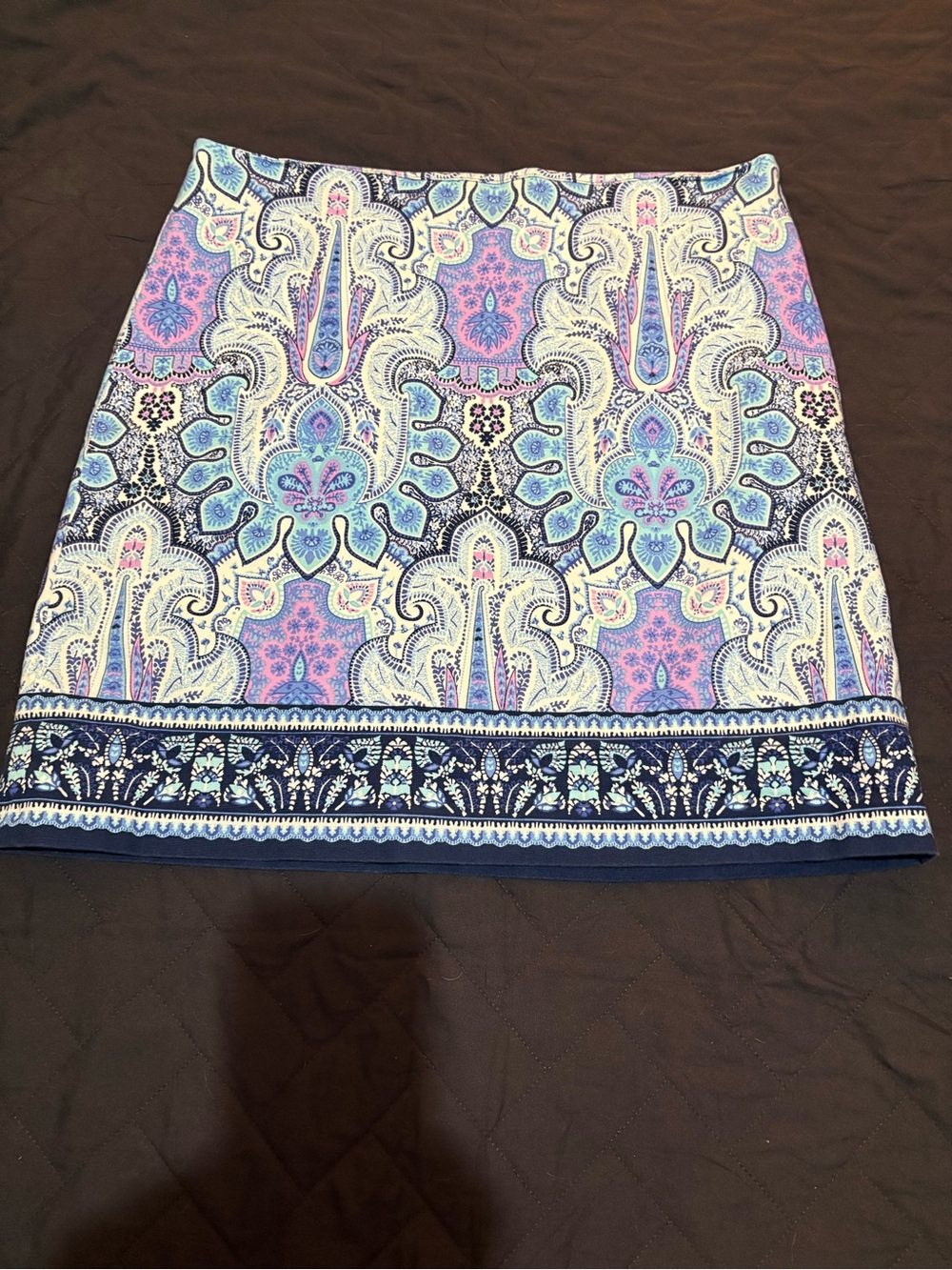 Talbots Paisley Print Mini Skirt in Blue, Pink, Cream #2008